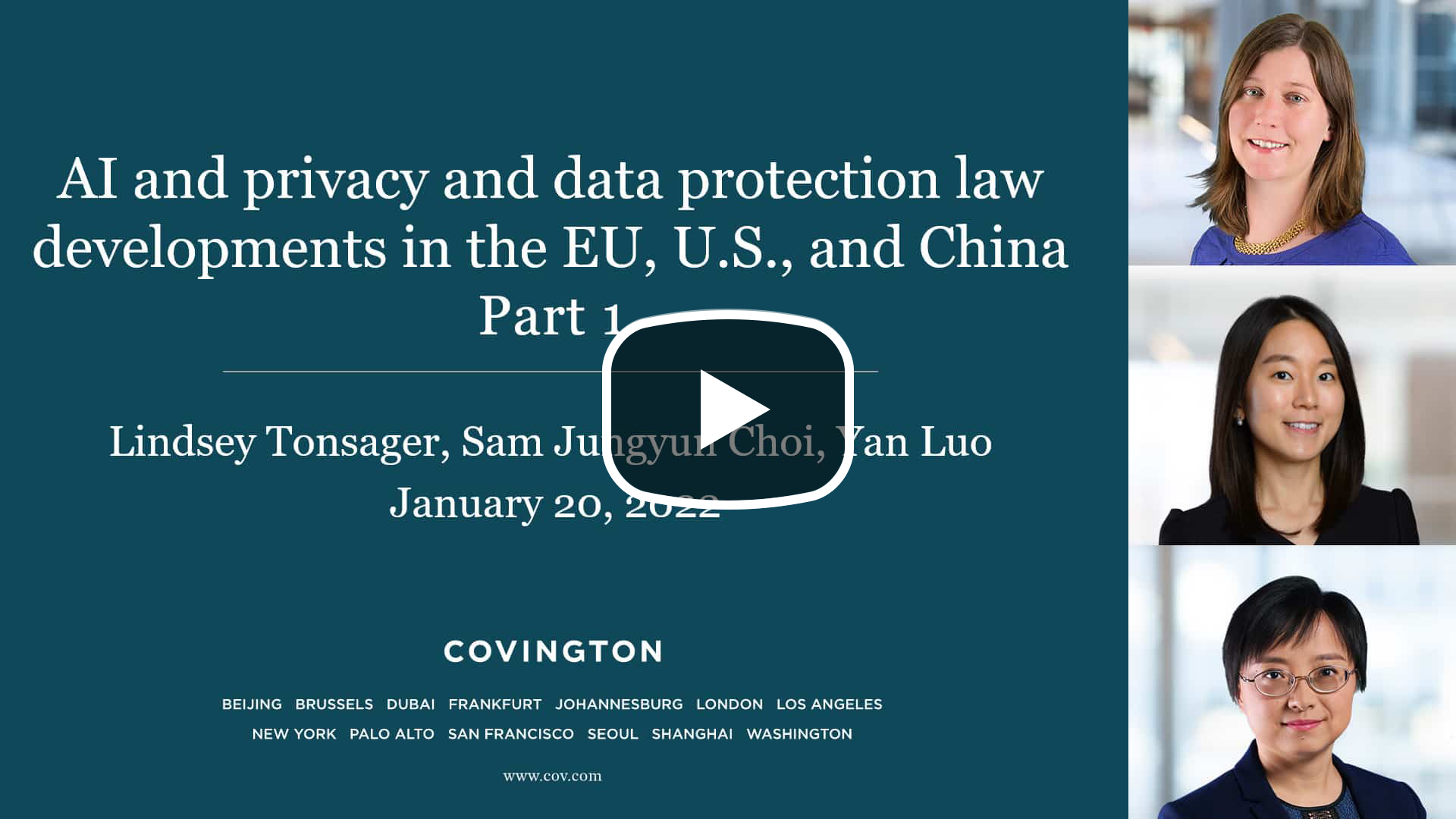 【Webinar】EU・米国・中国におけるAIとプライバシーおよびデータ保護法の動向 Part 1 [字幕]のサムネイル
