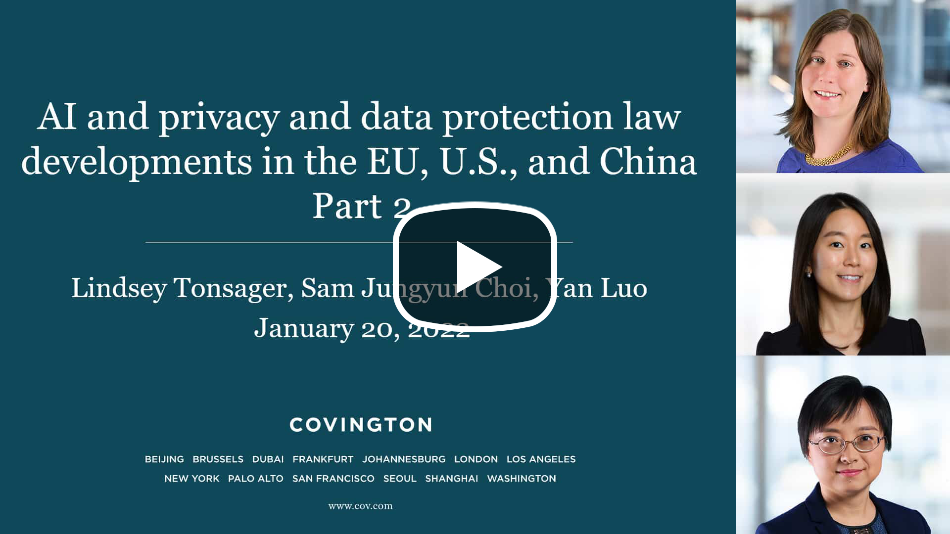 【Webinar】EU・米国・中国におけるAIとプライバシーおよびデータ保護法の動向 Part 2 [字幕]のサムネイル