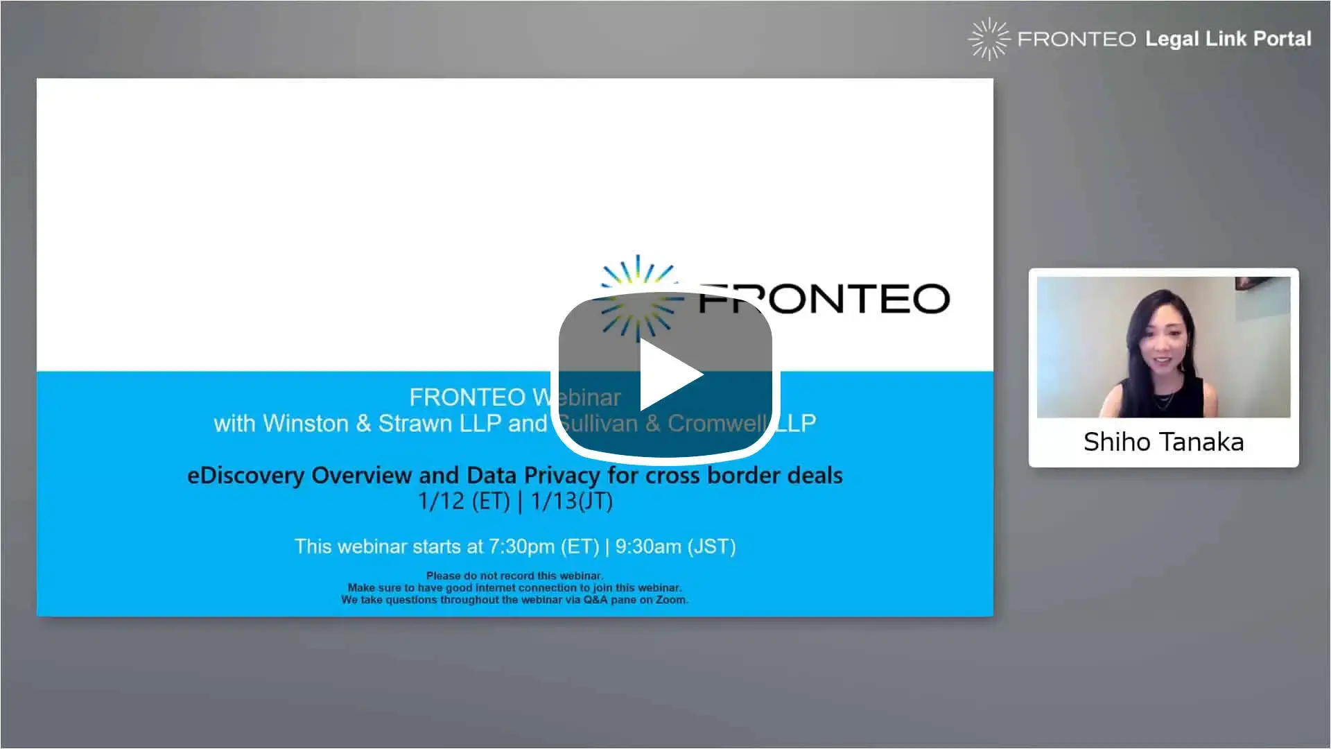 【Webinar】eDiscovery概観とクロスボーダー事案のためのデータプライバシー Part 1 [字幕]のサムネイル